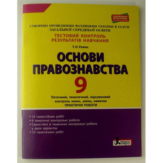 Тестовий контроль знань Основи правознавства 9 клас - №1